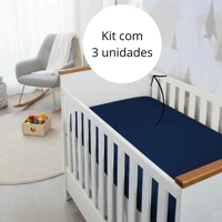 Imagem da promoção Kit 3 Lençol de Berço AMERICANO 130X70cm Percal 400 Fios com Elástico