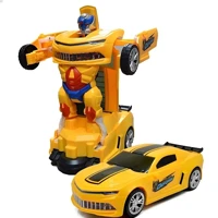 Imagem da promoção Carrinho Camaro Amarelo Transformer Robô Brinquedo com Luzes e Sons Movimento 360°