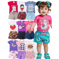 Imagem da promoção Kit 10 Peças Roupa Infantil Menina 5 Camisetas e 5 Shorts Kit 5 Conjunto de Roupa Infantil Feminina