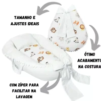 Imagem da promoção Ninho Redutor de Berço Safari + Almofada Amamentação Micro Percal 200 Fios