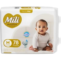 Imagem da promoção Fralda Infantil Descartável Mili Love & Care Premium Rápida Absorção Tamanho M com 78 unidades