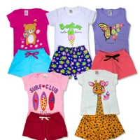 Imagem da promoção Kit 10 peças 05 Conjuntos ou 06 Peças 03 Conjuntos Menina Infantil Camiseta/Blusa + Shorts/Bermuda