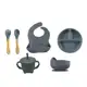Kit Refeição Bebê Silicone Colher Pratinho Babador Infantil Ventosa 6 Peças - NFDJ em oferta