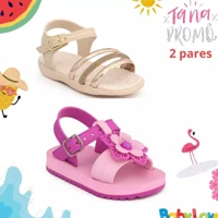 Imagem da promoção Kit 2 Sandálias Infantil Menina Bebê Feminina Promoção Lançamento Confortável