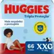 Fralda Descartável Huggies Tripla Proteção Hiper - Tamanho XXG- Com 66 Unidades em oferta
