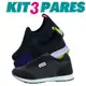 Kit 3 Pares de Tenis Infantil Calce Facil Bordado e Jogging Preto em oferta