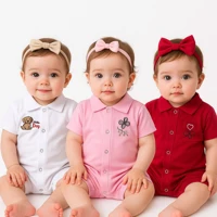 Imagem da promoção Kit 3 Macacões Curtos Infantil Bebê Menina Básico e Super Confortável