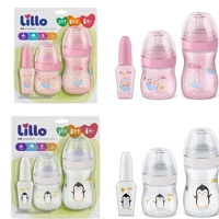 Imagem da promoção Kit 3 Mamadeiras Lillo Evolution Primeiros Passos de 0 a 1 ano Tampa Anti-vazamento