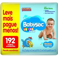 Imagem da oferta Toalha Umedecida Babysec Ultrafresh 192 Unidades (2 pacotes com 96 unidades cada)