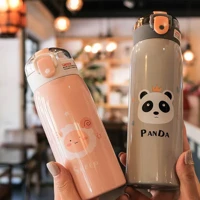 Imagem da promoção Garrafa Com Canudo Térmica Infantil Estampas Animais Aço Inox 350ml