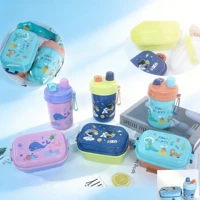 Imagem da promoção Kit Design Astronauta Azul - Baleia Rosa e Dinossauro Verde Marmita Lancheira Infantil+COPO