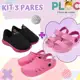 Kit 3 Pares: Tênis Calce Fácil P26 Menina + Babuche + Papete Ploc - Casual Verão em oferta