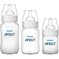 Imagem da promoção AVENT Kit 3 Mamadeiras Clássica Anticólica 125/260/330ml, Transparente