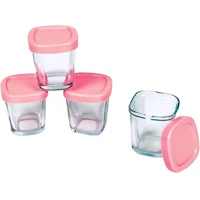 Imagem da promoção Kit com 4 Potes de Vidro para Armazenamento de Leite Materno, Rosa, Clingo