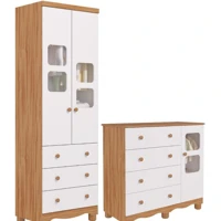 Imagem da promoção Quarto de Bebê Completo Guarda Roupa Uli 2 Portas Cômoda Uli Peroba