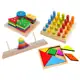 Kit 4 Brinquedos TORRE DE HANÓI + PINOS DE ENCAIXE + TANGRAM + FORMAS GEOMÉTRICAS em oferta