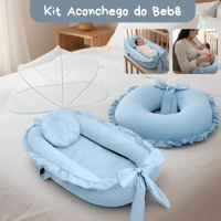 Imagem da oferta Kit ninho redutor, almofada amamentação e mosquiteiro azul claro - EVF Enxovais