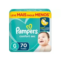 Imagem da promoção Fralda Pampers Confort Sec Tam. G 9 a 13kg - 70 Unidades