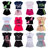 Imagem da promoção Kit Sortido 6 Peças de Roupas Infantil Menina 3 Blusas + 3 Shorts - Promoção - Kit Sortido 3 Conjunt