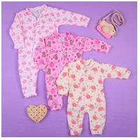 Imagem da promoção Kit 3 Macacao para bebe Feminino menina em Soft dia a dia confortavel
