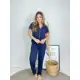 Pijama De Malha De Botão Liso Blusa Manguinha Calça Longa Linha Noite Confort Amamentação De Malha P em oferta
