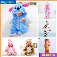 Imagem da promoção Inflant Rompers Kigurumi Winter Animal Onesie Kids Jumpsuit Boys Meninas Macacão Baby Stitch Vaca Un