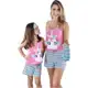 Kit Mãe e Filha 4 Estações Unicórnio Baby Doll Rosa Regata Verão em oferta