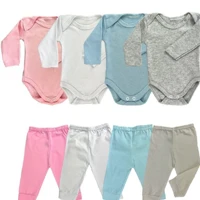 Imagem da promoção Kit 4 peças mijão calça e body manga longa infantil bebe masculino e feminino