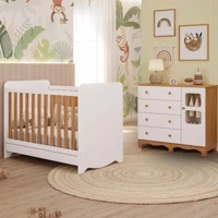 Imagem da promoção Quarto de Bebê Completo com Berço Americano Ben 3 Em 1 Cômoda Uli 4 Gavetas 100%MDF Móveis Peroba