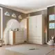 Quarto Infantil Completo Guarda-Roupa 3 Portas 4 Gavetas com Cômoda 100% MDF Ayla Off White em oferta