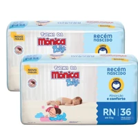 Imagem da promoção Kit 2 Fraldas Turma da Mônica Baby Jumbo RN com 36un cada