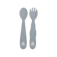 Imagem da oferta Kit Talher Infantil Tramontina Urso Le Petit - Cinza 2 Peças