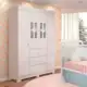 Guarda Roupas Infantil New Cristal na cor Branco com 4 Portas 3 Gavetas - Moveis Canaã em oferta