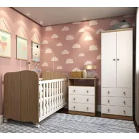Imagem da oferta Quarto de Bebê Completo com Berço Americano Guarda Roupa Cômoda Cambalhota Espresso Móveis Branco/Ca
