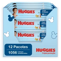 Imagem da promoção Kit Lenços Umedecidos Huggies Tripla Proteção - 1056 Unidades (12 pacotes com 88 un cada)