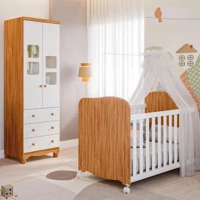 Imagem da promoção Quarto de Bebê Completo Berço Americano Uli Guarda Roupa Uli 2 Portas 100% MDF