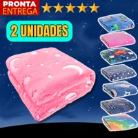 Imagem da promoção 2 Unidades Manta Cobertor Brilha No Escuro Infantil Felpudo 1m x 80cm