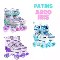 Imagem da promoção Patins Infantil Feminino 4 Rodas Freio Luz Led