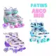 Patins Infantil Feminino 4 Rodas Freio Luz Led em oferta