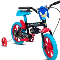 Imagem da promoção Verden Bicicleta Infantil Sonic Aro 12 Preta e Azul com rodinhas e garrafinha