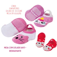 Imagem da promoção 3 MEIAS SAPATILHA COM SOLADO ANTI DERRAPANTE MENINA PREMIUM EM ALGODÃO 03 MESES A 03 ANOS