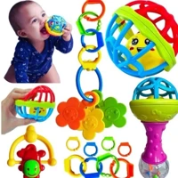 Imagem da promoção Kit 8 peças Mordedor para Bebe Sensorial Macio com Chocalho ou Bolinha Mordedor De Silicone Para Beb