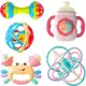 5pcs/set Mordedor De Rattle Bite Teether Não Tóxico Plástico Colorido Rattles Hand Jingle Bells Toys em oferta