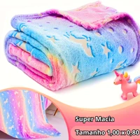 Imagem da promoção Manta Infantil Brilha No Escuro Unicórnio Felpuda 1m x 80cm