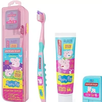 Imagem da promoção Kit Escova de dente infantil + Fio dental + Gel dental Peppa Pig