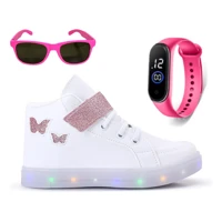 Imagem da promoção Kit Tênis Botinha boleta + Óculos e Relógio (Tam. 21 ao 34)