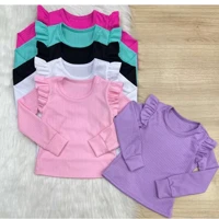 Imagem da promoção KIT 3 Blusas infantil manga longa manga comprida com babado - Várias opções