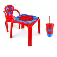 Imagem da promoção Kit mesa infantil com 1 cadeira e 1 copo teia aranha menino - Usual Utilidades