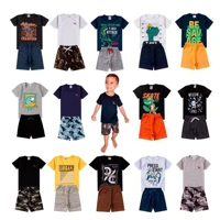 Imagem da promoção kit 4 Peças De Roupas São 2 conjuntos masculino infantil menino camisa e bermuda