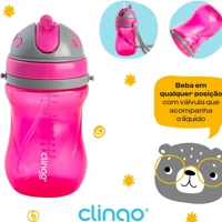 Imagem da promoção Clingo Copo Com Alca Remov - Valvula Canudo Colors Rosa